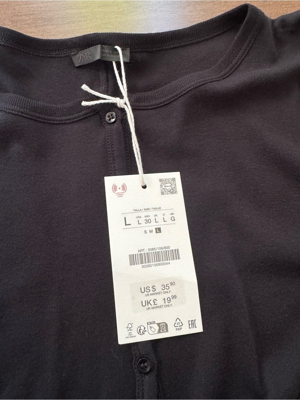 Zara COTTON HENLEY SHIRT - Picture 8 of 8